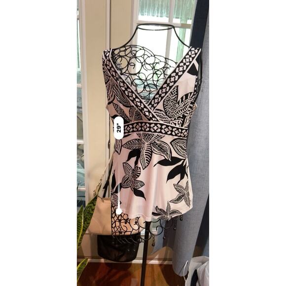 Cache Retro Y2K Black White Floral Greek Vibe Geometric Accent Tank Top Sz S - Picture 7 of 8